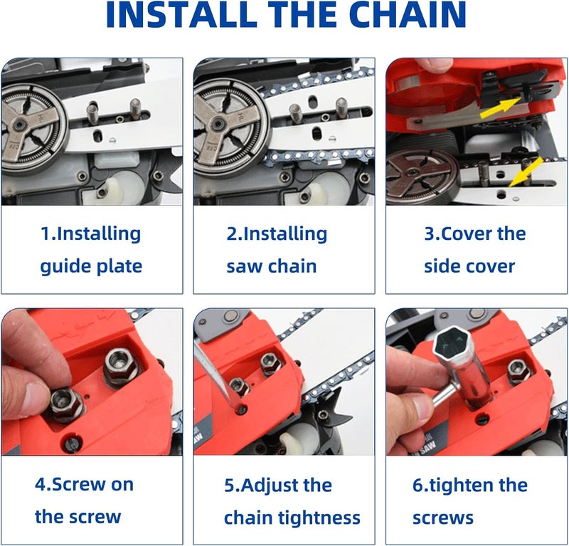 Fifchall 14 Inch Chainsaw Guide Bar and Chain 52 Drive Links, 3/8" LP Pitch, 050" Gauge, 14-Inch Replacement Chainsaw Chains Fits Craftsman, Echo, Poulan, Ryobi (1 Bar+ 3 Chains) - Image 3